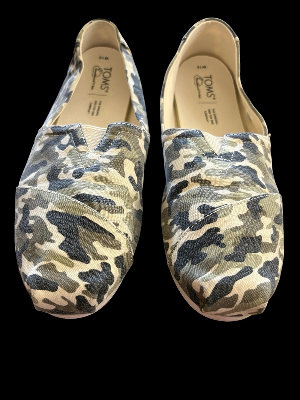 Toms Camouflage Canvas Slip-Ons in Green and Tan